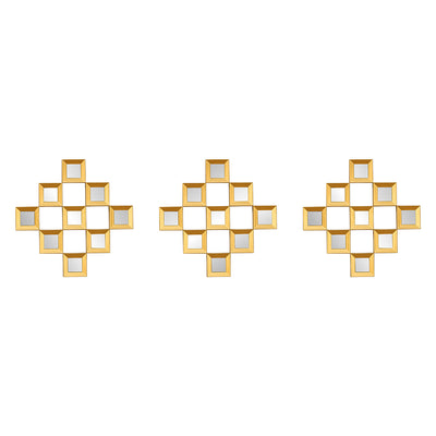 Square Shaped Decorative Mirrors Set of 3 (Gold)