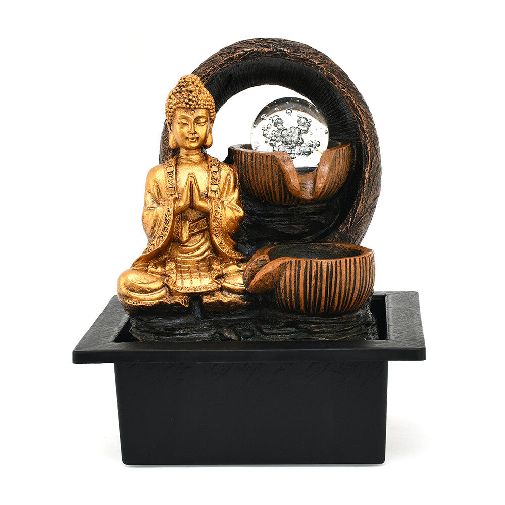 Buddha Praying Polyresin Decorative Water Fountain (Antique Gold)