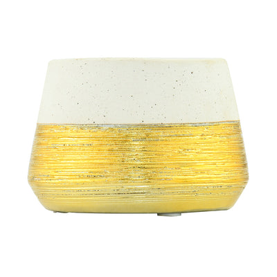 Decorative Glaze Trapeze Ceramic Votive (Cream & Gold)