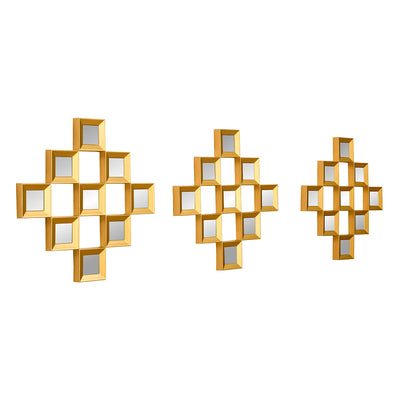 Square Shaped Decorative Mirrors Set of 3 (Gold)