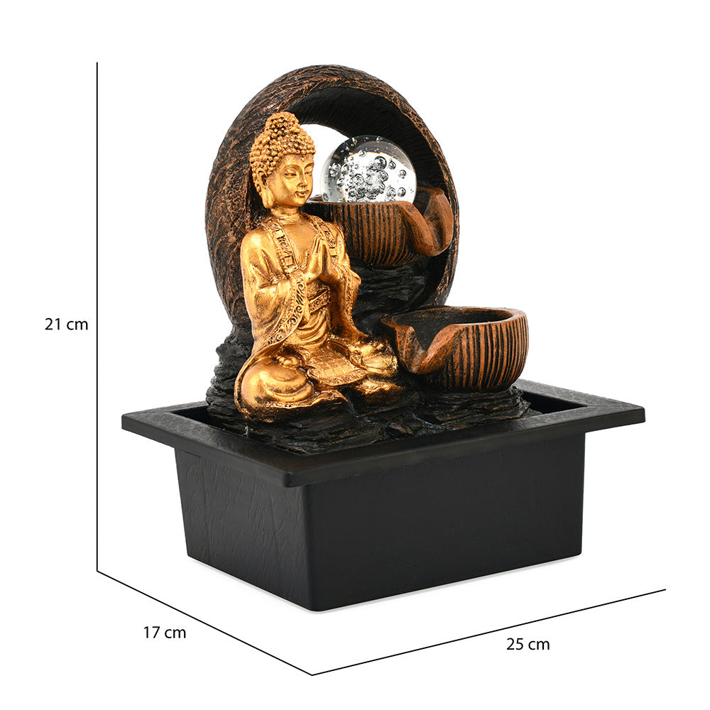 Buddha Praying Polyresin Decorative Water Fountain (Antique Gold)