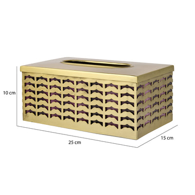 Rectangular Metal Tissue Holder Box (Gold)