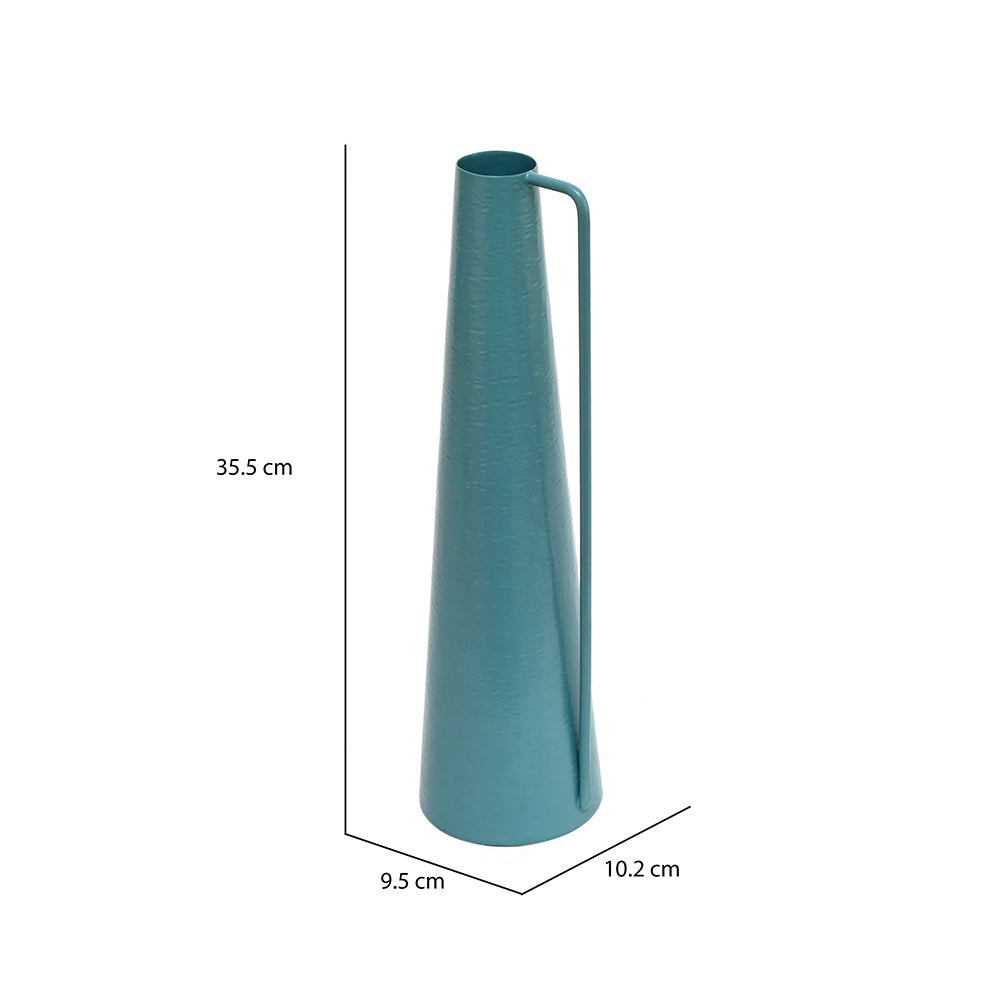 Decortaive Modern Metal Vase With Handle (Turquoise)