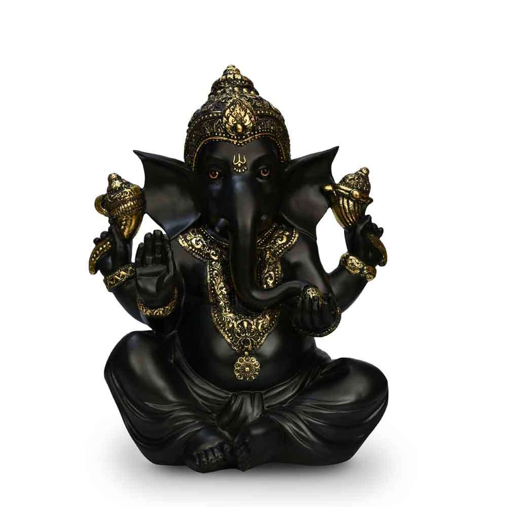 Ekdanta Ganesha Idol Polyresin Showpiece (Black & Gold)