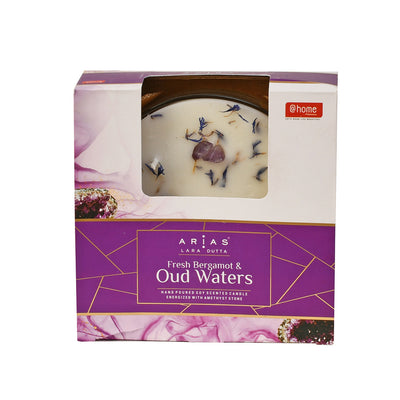 Arias by Lara Dutta Fresh Bergamot and Oud Water Scented Bowl Candle (White)