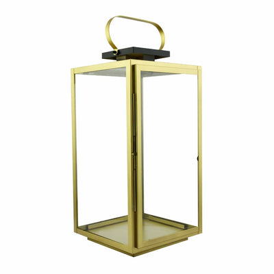 Modern Decorative Metal & Glass Lantern (Gold)