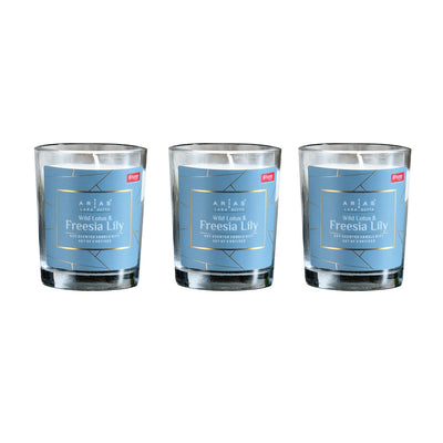Arias Wild Lotus and Freesia Lily Scented Votive Candles Set of 3 (White)