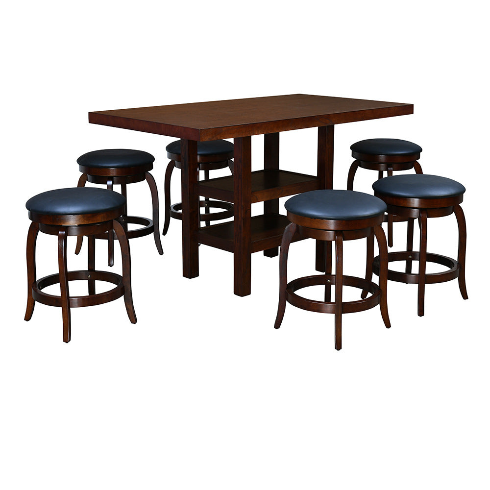 Theon Counter Height 6 Seater Dining Set of 1 Table + 6 Stools (Dark Expresso)