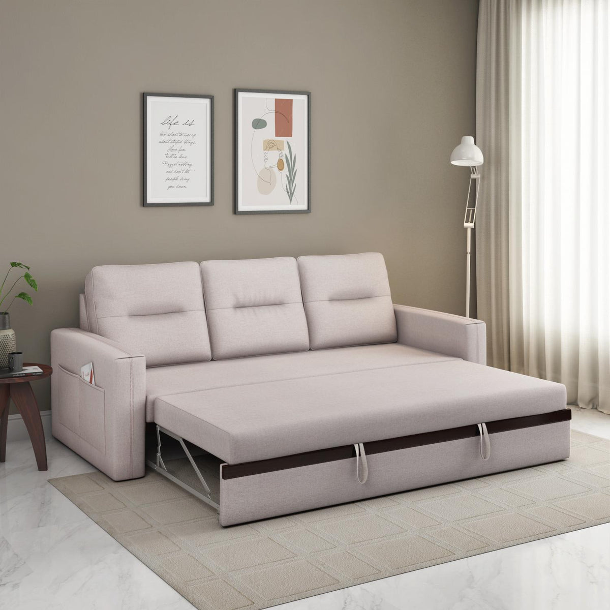 Boxton Fabric 3 Seater Sofa Cum Bed - Santel Lifestyle
