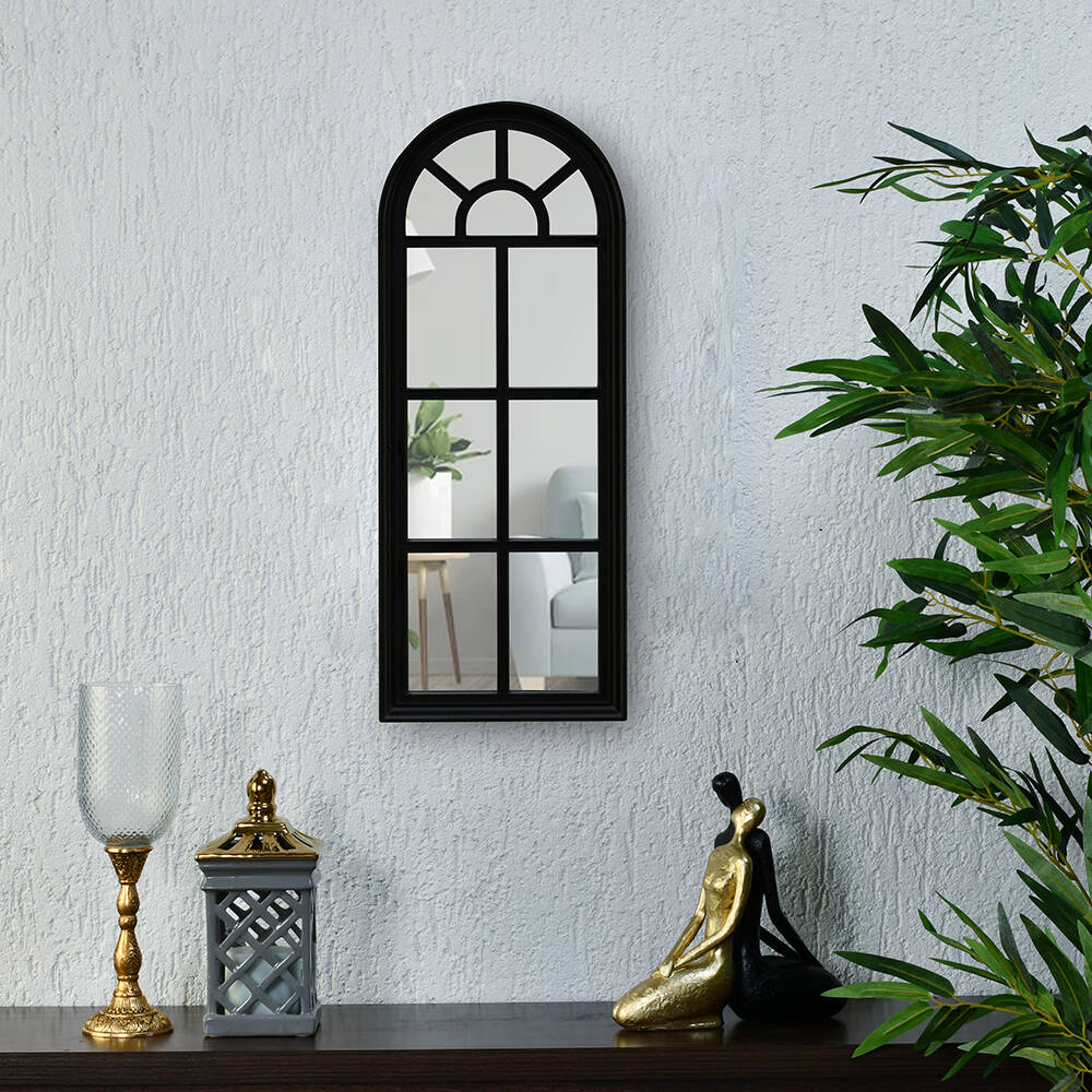 Windowpane Decorative Wall Mirror (Black)