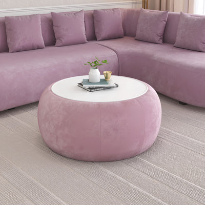 Arias Lorenza Upholstered Center Table with Glass Top (Onion Pink)