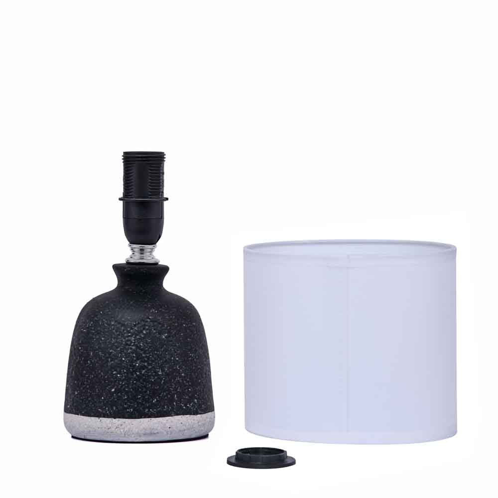 Stone Finish Ceramic Base Table Lamp (Black & White)