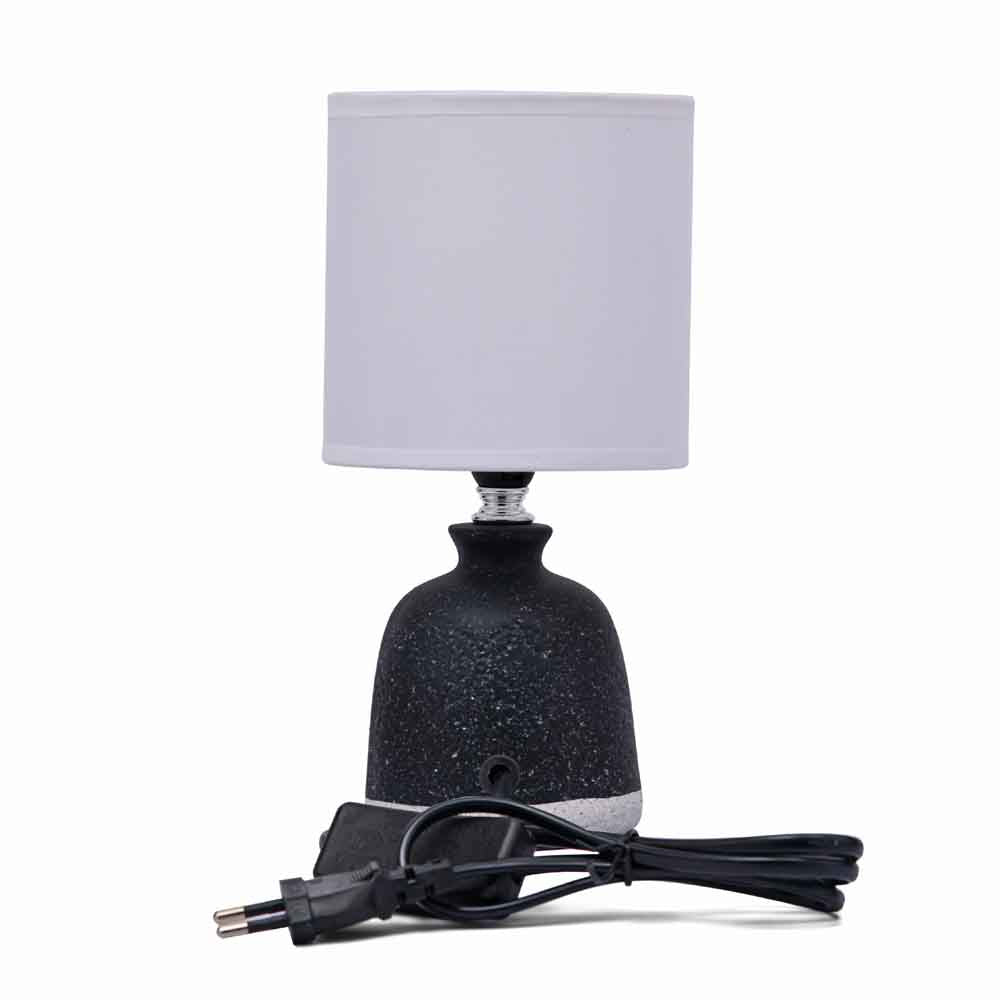 Stone Finish Ceramic Base Table Lamp (Black & White)