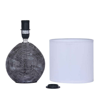 Decorative Fabric Shade Ceramic Base Table Lamp (Grey)