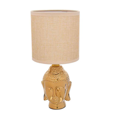 Buddha Face Ceramic Base Table Lamp (Gold)
