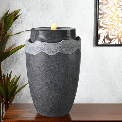 Vessel with Light Decorative Water Fountain (Grey)
