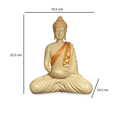 Bodhisattva Buddha Idol Polyresin Showpiece (Cream & Gold)