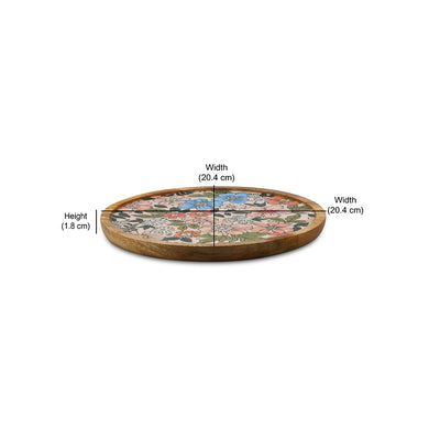 Round Wooden Serving Platter 20 cm (Multicolor)