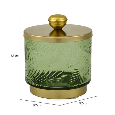 Transparent Cotton Swab Glass Jar (Green & Gold)