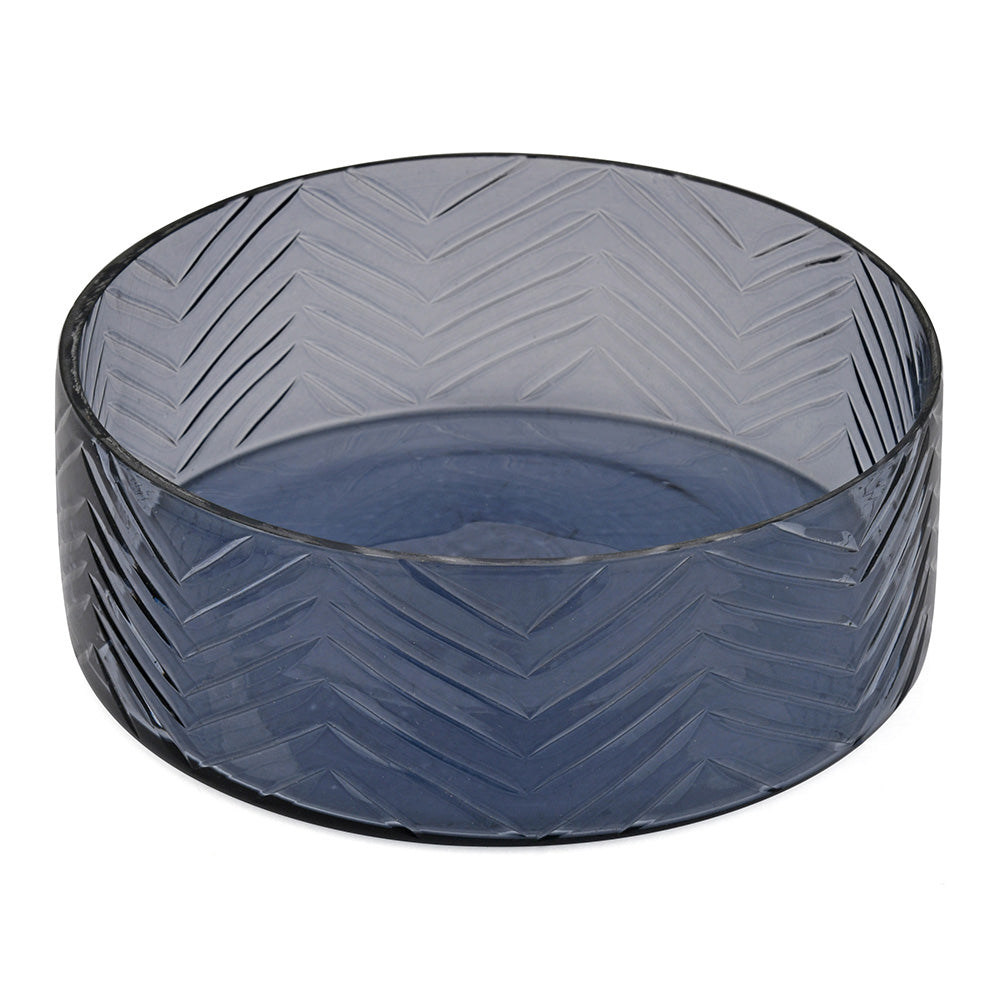 Transparent Glass Round Soap Dish (Blue)
