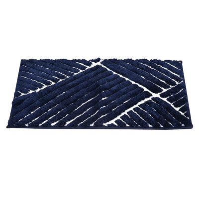 Abstract Polyester 16" x 24" Anti Skid Bath Mat (Dark Navy)