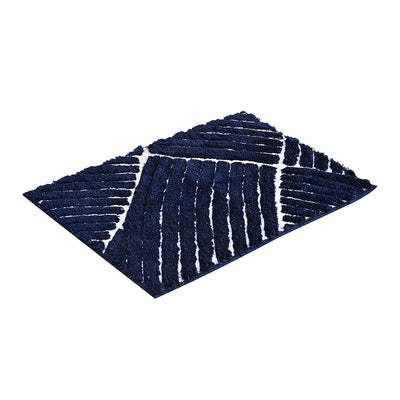 Abstract Polyester 16" x 24" Anti Skid Bath Mat (Dark Navy)