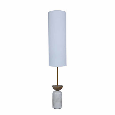 Hourglass Fabric Shade Marble & Wooden Base Floor Lamp 110.5 cm (Brown & White)