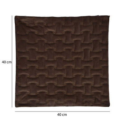 Quilted Embossed Polyester 16" X 16" Cushion Cover (Brown)