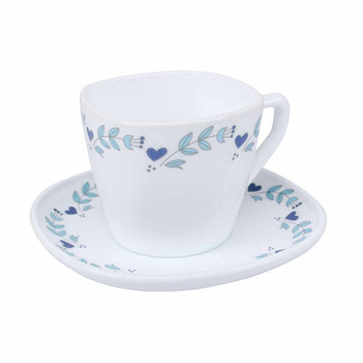 Arias by Lara Dutta Morning Glory Cup & Saucer Set of 12 (220 ml, 6 Cups & 6 Saucers, White)