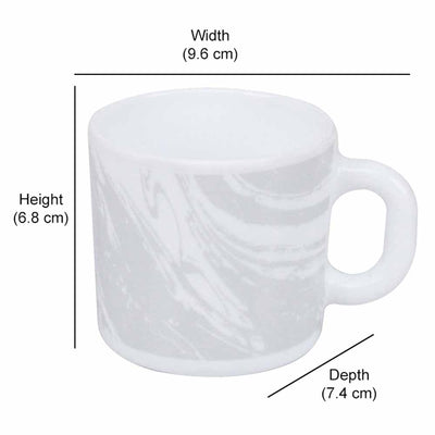 Arias Graphite Snow Coffee Mugs Set of 6 (180 ml, White)
