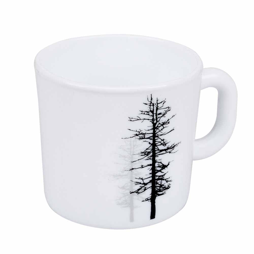 Arias by Lara Dutta Winter Forest Coffee Mugs Set of 6 (180 ml, White)