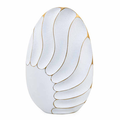 Decorative Polyresin Oval Vase (White & Gold)