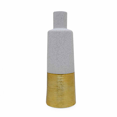 Glaze Ceramic Bottle Vase (Cream & Gold)