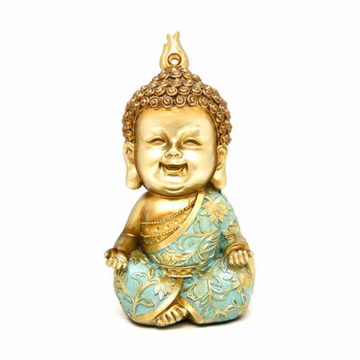 Baby Monk Nirvana Polyresin Showpiece (Mint & Gold)