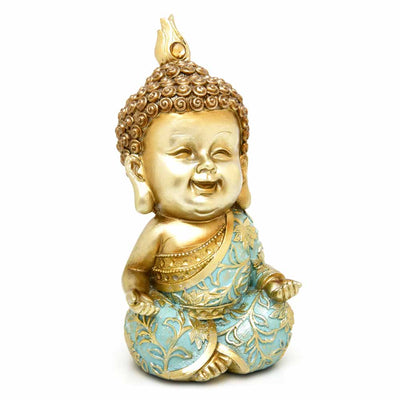 Baby Monk Nirvana Polyresin Showpiece (Mint & Gold)