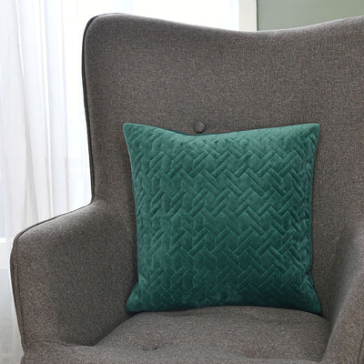 Quilted Embossed Polyester 16" X 16" Cushion Cover (Green)