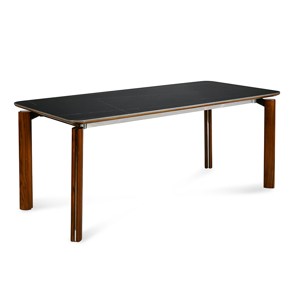 Trinity 6 Seater Dining Table (Black and Walnut)