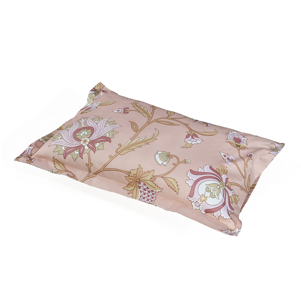 Arias by Lara Dutta Floral Cotton King Bedsheet With 2 Pillow Covers (Peach)