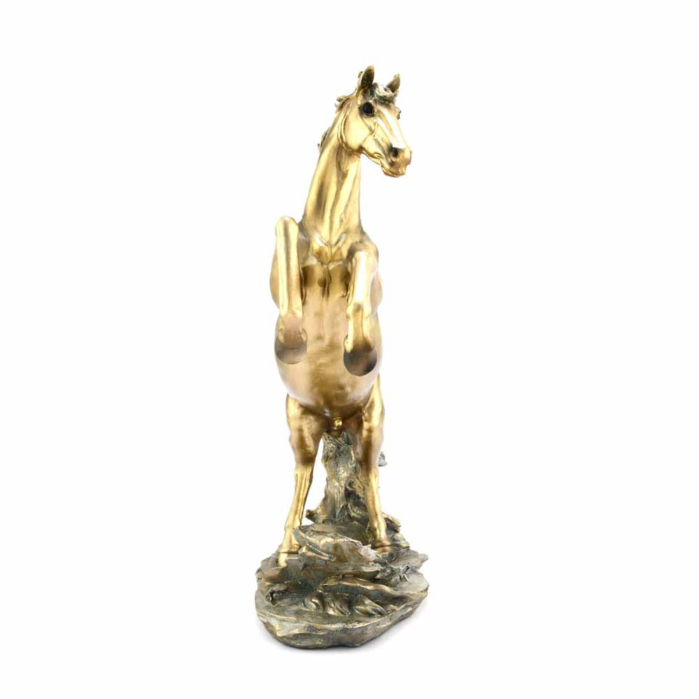 Jumping Horse Decorative Polyresin Showpiece (Grey & Gold)