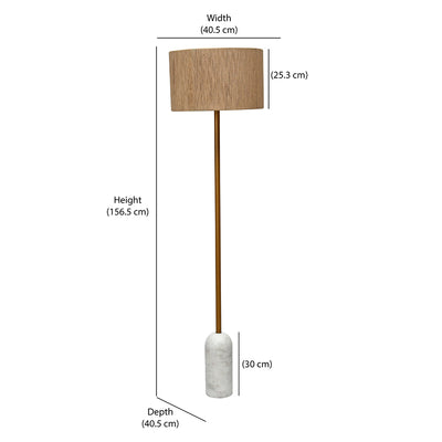 Sisal Fiber Shade Metal & Marble Base Floor Lamp 156.5 cm (Beige & White)