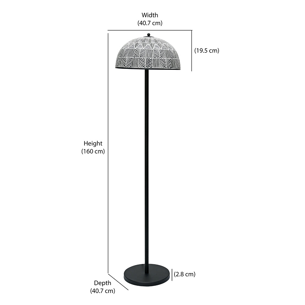 Calathus Dome Metal Floor Lamp 160 cm (Black & White)