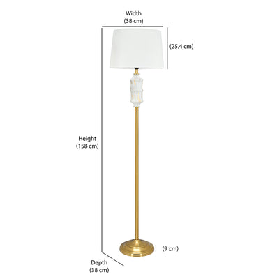 Marbela Fabric Shade Metal Base Floor Lamp 158 cm (White & Gold)