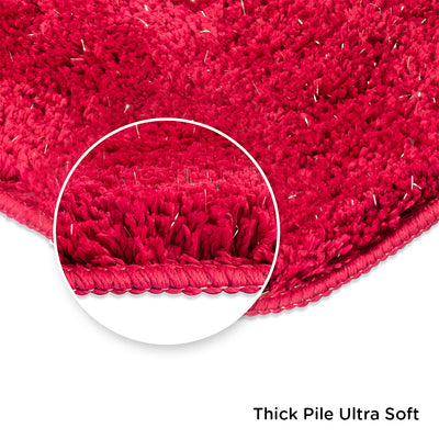 Lurex Solid Polyester 16" x 24" Anti Slip Bath Mat (Pink)