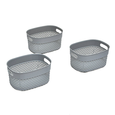 Polypropylene 3.3 L Storage Basket Set of 3 (Grey)