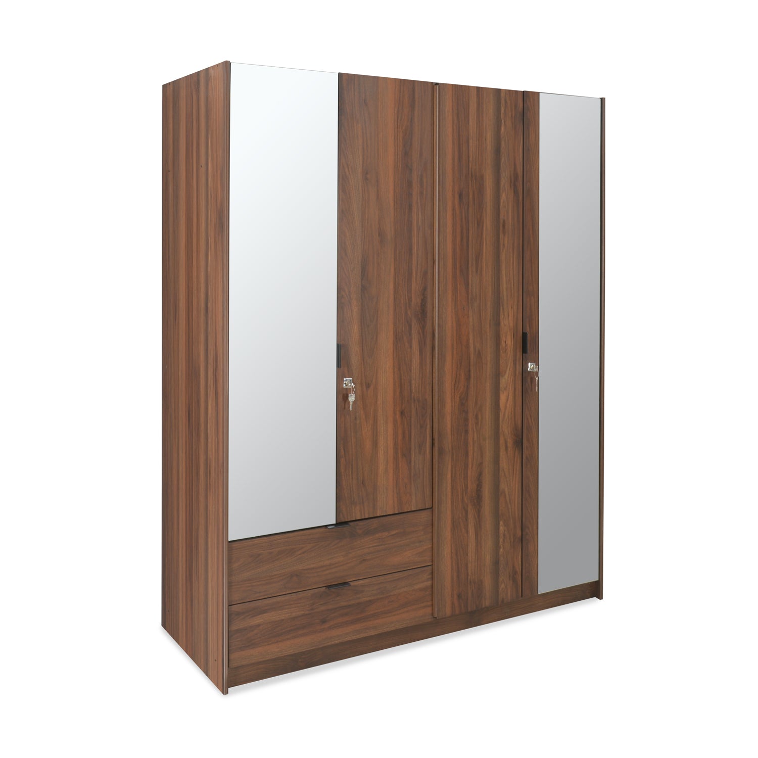 Avery 4 Door Engineered Wood Wardrobe with Mirror (Wenge)