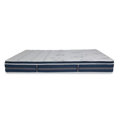 Vibrant Box Top 6 + 2 inch Queen Bed Spring Mattress (White & Blue)