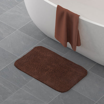 Solid Polyester 20" x 31" Anti Skid Bath Mat (Brown)