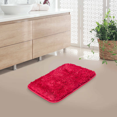 Lurex Solid Polyester 16" x 24" Anti Slip Bath Mat (Pink)