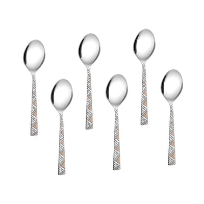 Arias by Lara Dutta Bloom Tea Spoon Set of 6 (Silver)