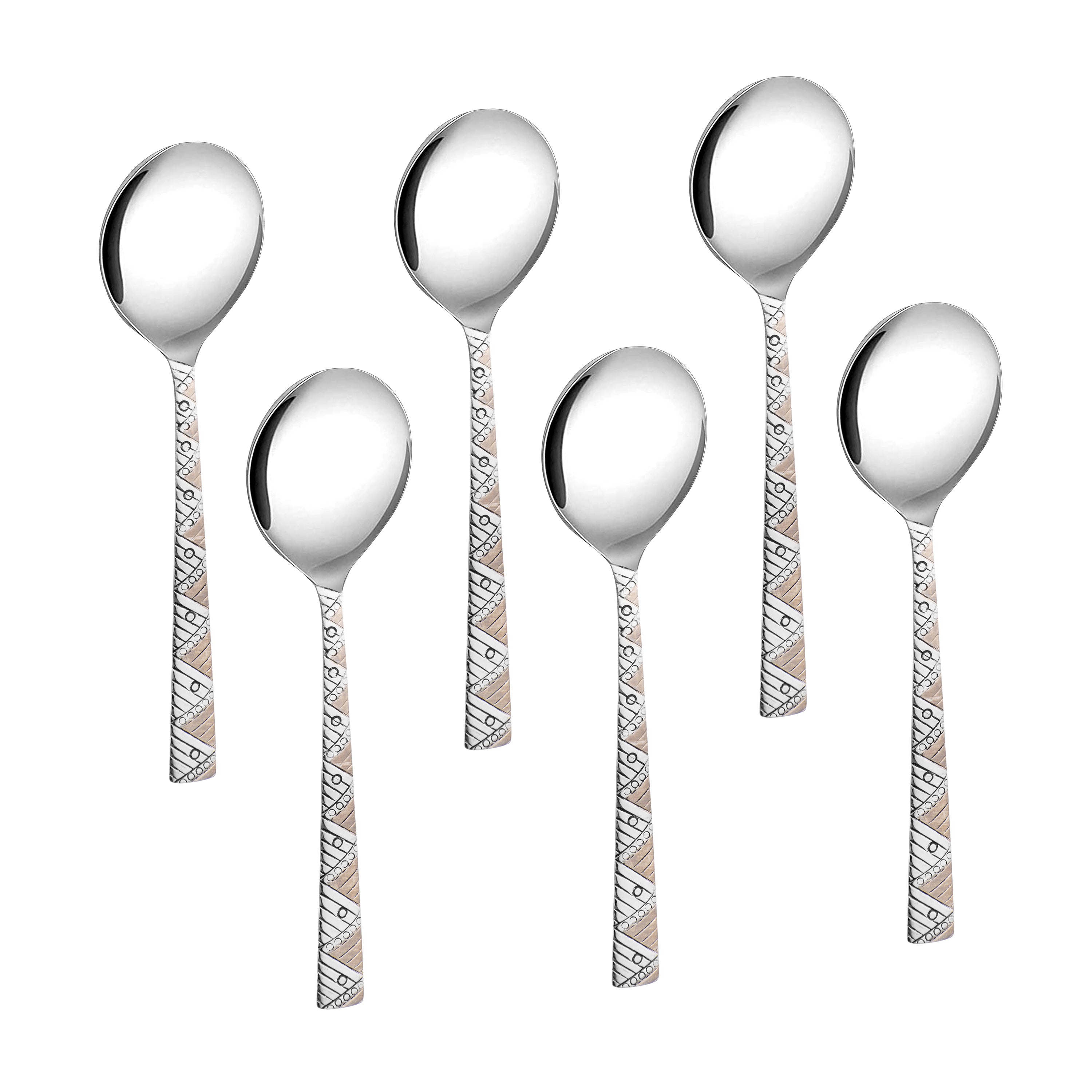 Arias by Lara Dutta Bloom Soup Spoon Set of 6 (Silver)